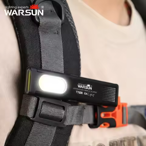 Warsun 2Pcs T7 LED Keychain Flashlight 450Lm Portable Mini Torch Light with Magnet Pocket Lantern Fl