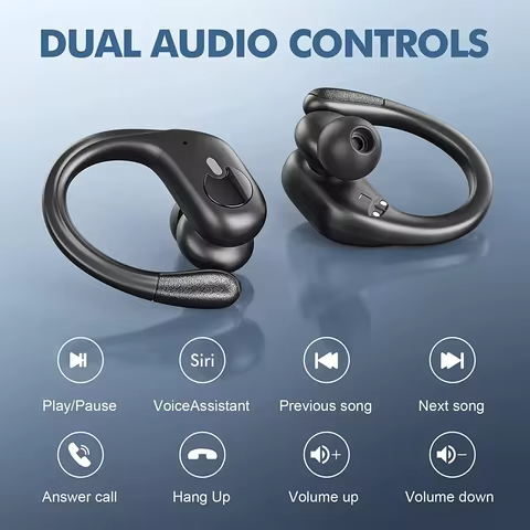 Bluetooth V5.4 Earphones TWS Sport Headphone Comfortable Ultra-light Earhook Wireless Headphone with