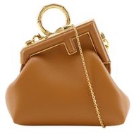 Pre-owned FENDI Nano First Shoulder Bag with First Charm Chain Pouch (7AS051) in Leather, Made in It