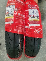 ยางนอกมอเตอร์ไซค์ 80/90-14 ปี24 90/90-14 ปี24 ยางใหม่ ยี่ห้อ Vee Rubber รุ่น Vrm 338 TUBELESS แบบไ