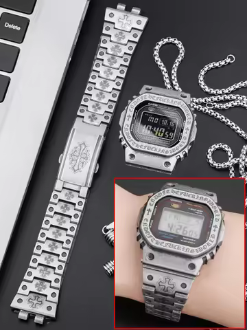 Watch Modification Kit For Casio G-shock Gmw-b5000 Retro Stainless Steel Case Strap Custom Bezel Met