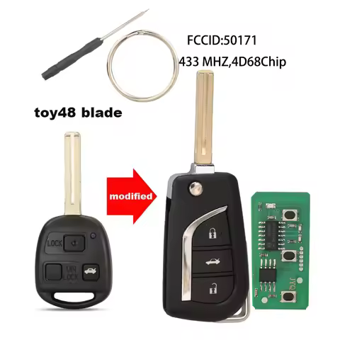 jingyuqin Modified Control Car Key ASK 434MHz 4D68 For Toyota Land Cruiser Prado RAV4 Kluger Previa