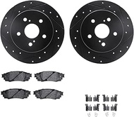 Dynamic Friction Company Rear Brake Rotors-Drilled and Slotted-Black with 5000 Advanced Brake Pads i