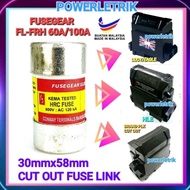 ☄READY STOCK☄ FUSEGEAR FL-FRH/LR71 60A 100A HRC CUT OUT FUSE 60A 100A  HRC FUSE LINK  SIZE - 30mmx58