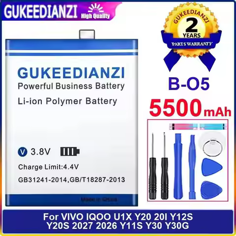 5500mAh Fast Charging B-O5 Durable For Vivo Iqoo U1X Y20 20I Y12S Y20S 2027 2026 Y11S Y30 Y30G Mobil