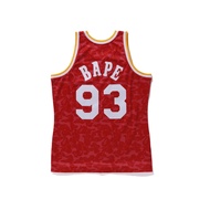 3D Print BAPE x Mitchell & Ness Rockets Camo Basketball Swingman Jersey (Red)Unisex