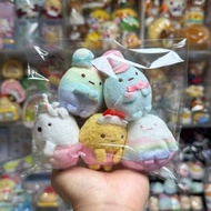 日版 Sumikko Gurashi 角落生物 彩虹樂園系列 細手玉公仔擺設 (一套5隻，不拆售) - 彩虹珍珠 & 藍珍珠 & 獨角獸 白熊 & 炸蝦 & 彩虹富士山 (絕版 中古)