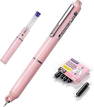 WRITECH Retractable Fountain Pen Set: Black Ink Fine Nib, 5 Refillable Ink Cartridges Included, No L