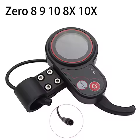 QS-S4 36V-60V Thumb Throttle LCD Display Meter for Zero 8 9 10 8X 10X Electric Scooter 6PIN Display 