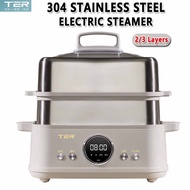 【TER】Electric Steamer Household Multifunctional LargeCapacity 10L Steam Stew 304 Stainless Steel Int