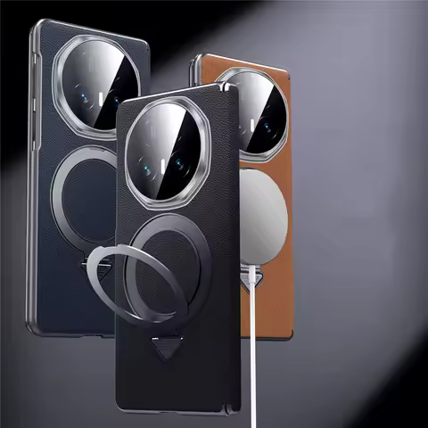 Magnetic Genuine Cowhide Leather Case For Honor Magic V5 V3 HUAWEI Mate X6 X5 X3 Vivo X fold 5 Hinge