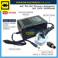 AC 24V 3000mA AC to AC Power Adaptor Adapter Transformer [Penyesuai Kuasa AC ke AC]