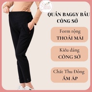 Quần Baggy Bầu Công SởQuần Bầu Thu Đông Có Đáp Bụng Và Chun Chỉnh Bụng Bella Mama - Q13