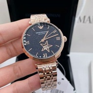 代購Armani手錶 新品亞曼尼手錶女生 鑲鑽滿天星女生機械錶 通勤時尚女錶 玫瑰金色鋼鏈錶AR60043