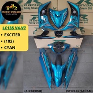 (STICKER TANAM/AIRBRUSH) RAPIDO COVER SET LC135 V4-V7 EXCITER (102) CYAN