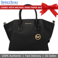 Michael Kors Handbag With Gift Paper Bag Crossbody Bag Avril Large Top Zip Satchel Black # 35F1G4VS9L