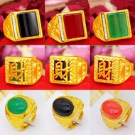 ring ring woman Vietnam Sand Gold Ring 999 Simulation Gold Ring Men's Gold-Plated High-Grade Gemston