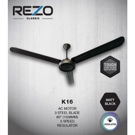 REZO K16 CEILING FAN 3 BLADES 60" BLACK/WHITE WITH REGULATOR