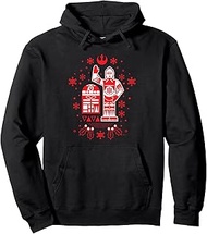 R2-D2 and C-3PO Christmas Nordic Print Red Pullover Hoodie