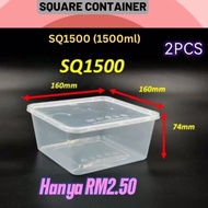BEST PLASTIC (348) SQ1500 Square Disposable Plastic (2pcs) / Food Container / Bekas Petak 1500ml