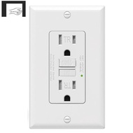 GFCI Outlet 15 Amp, Self-Test GFI Electrical Outlet, Tamper Resistant GFCI Receptacle with Wall Plat