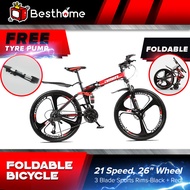 26” Inch Wheel Upgrade *24* Speed Gear Foldable Mountain Bikes Double Suspension MTB Road Bike+ Free Gift Bicycle pump