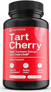 Tart Cherry Extract Capsules with Celery Seed and Turmeric 2500 mg | Uric Acid Cleanse Support, Joint Comfort and Muscle Recovery| Benefits of Tart Cherry Juice Concentrate - 60 Capsules