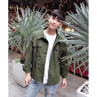 ÁO KHOÁC KAKI MÀU XANH RÊU FOME RỘNG NAM + NỮ MẶC RẤT ĐẸP. SV-4