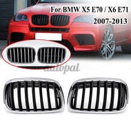 Black 1 Pair For E71 Grille Front X5 20072013 X6 E70 Kidney Bumper Grill BMW