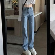 全城熱賣 - 窄版直筒牛仔褲高腰懷舊闊腿褲【淺藍色(加長)】【26-32碼】(下單後請聯絡客服確認發貨尺碼)