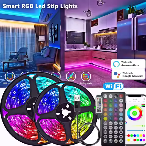 LED Strip Light 5050 RGB Flexible Neon Lights Bluetooth APP Color Changing LED Lamp Tape For Gaming 