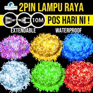 2026 2Pin 100LED 10M Lampu Raya Fairy String Light Outdoor Waterproof Decoration Lip Lap Kelip Kelip