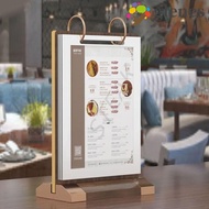 GLENES Ads Display Stand, Loose leaf Wooden Holder Menu Card Holder, Multipurpose Label Holder Acryl
