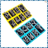 16 Pieces IQ Test Mind Game Toys Brain Teaser Metal Wire Puzzles Trick Toy Metal IQ Puzzle for Kids 