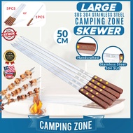 50CM 1PCS 5PCS SUS 304 Stainless Steel Camping Zone Skewer Outdoor BBQ Camping Cooking Utensils Barb
