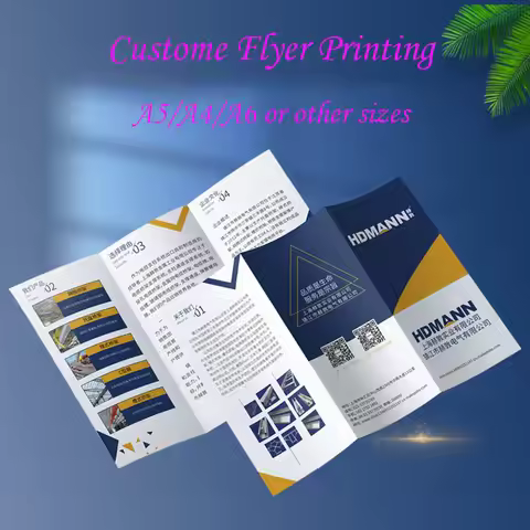 Custom Flyer Booklet Brochure Print Any Size Design Full Color Coated Paper Leaflet Double Free Samp