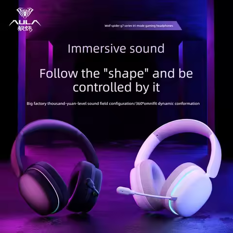 AULA G7PRO RGB Light Effect 7.1 Surround Noise Canceling Tri Mode Wireless Gaming Headphones