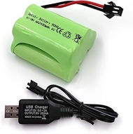 Gecoty® 6 V NiMH Battery, Rechargeable 2400 mAh AA Battery with SM Plug and Charging Cable for RC Tr