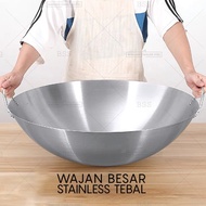 Wajan Penggorengan Besar 50Cm, Wajan Penggorengan Stainless Tebal,