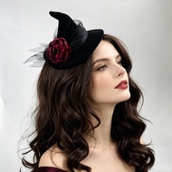 Wizard Hat Halloween Party Rose Small Top Hat Headwear Show Host Prom Hair Accessories FJ-63-1 FL260