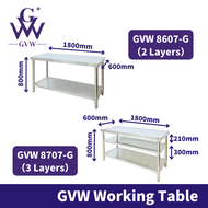 GVW Meja Stainless Steel Working Table Meja Dapur Dining Table Set Meja Makan Stainless Steel Kitche