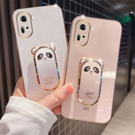 Phone Case for OPPO Reno11 Pro 5G Global Version New With Cute Bear Bracket Shockproof Electroplate Silicone Soft Oppo Reno 11 Reno11Pro