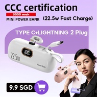 Mini Power Bank CCC certification Capsule Portable Charger Dual Charging Heads Powerbank