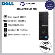 Dell Optiplex 7090 SFF i5-11500 8GB DDR4 RAM 512GB NVMe SSD Win 11 Pro Desktop PC Computer (Refurbis
