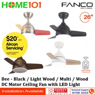 (PRE-ORDER) Fanco DC Motor Ceiling Fan with LED Light &amp; Remote Control 26" Bee
