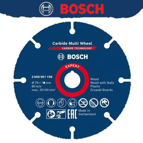 BOSCH Original 2608901196 Carbide Durable Multi Wheel Cutting Disc 76 mm Durable Cutting Blade Power