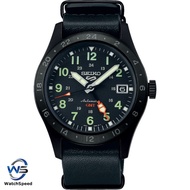 Seiko 5 Sports Automatic SSK025 SSK025K1 GMT Field Series Black Calfskin Strap Mens Watch