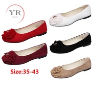 Plus Size 35-43 Women Suede Slip-On Wedding shoes Office Casual Flower Flats Shoes