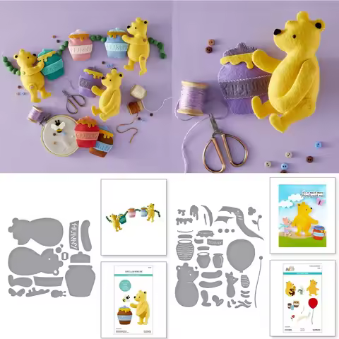 Stitched Classic Pooh Etched Dies Metal Cutting Dies DIY Making Card Scrapbook Embossed Paper Album 