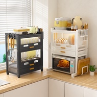 Dish storage rack, kitchen storage, household cupboard, countertop, chopsticks, double-layer cupboar